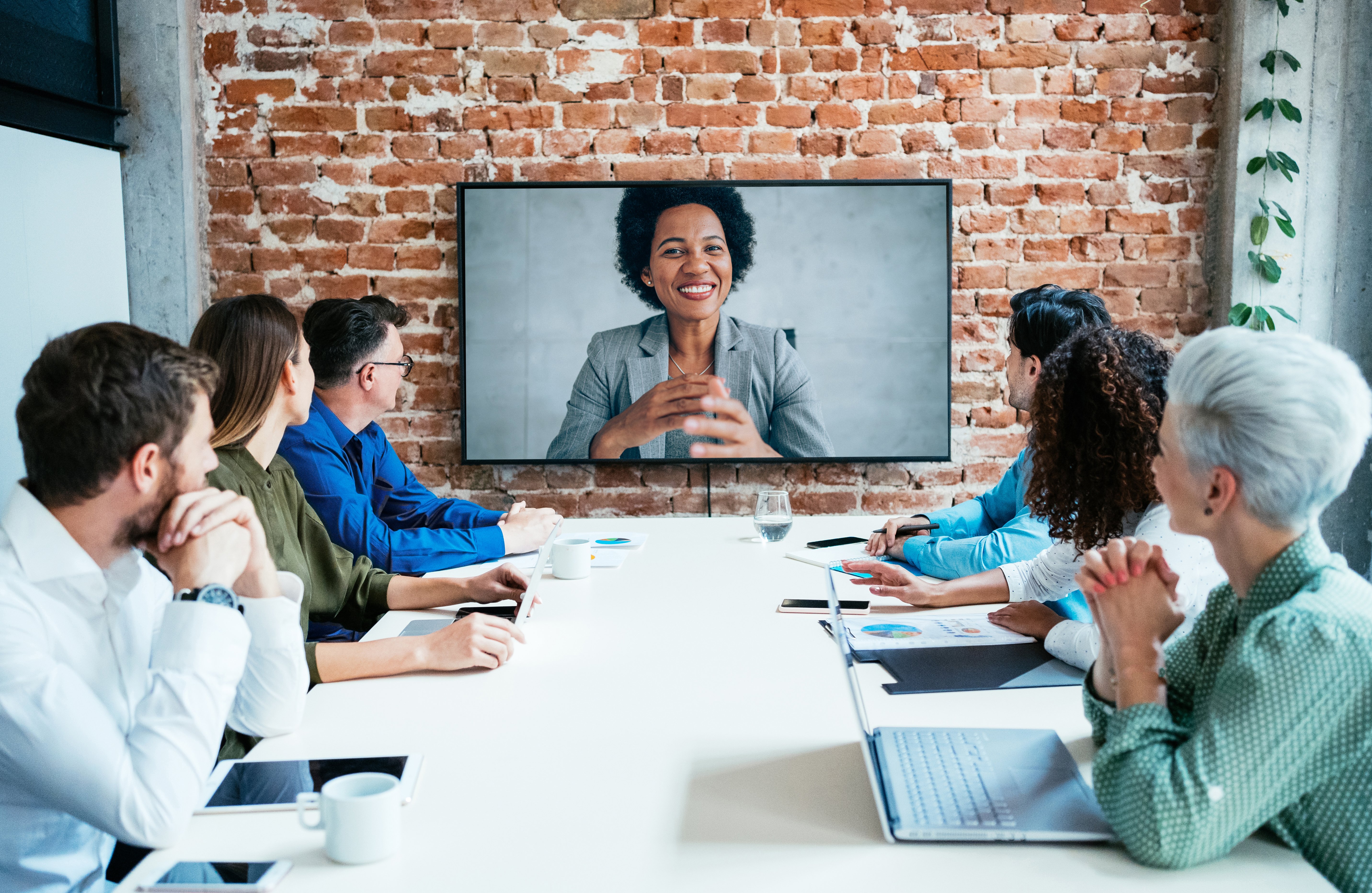 Business people in video conference